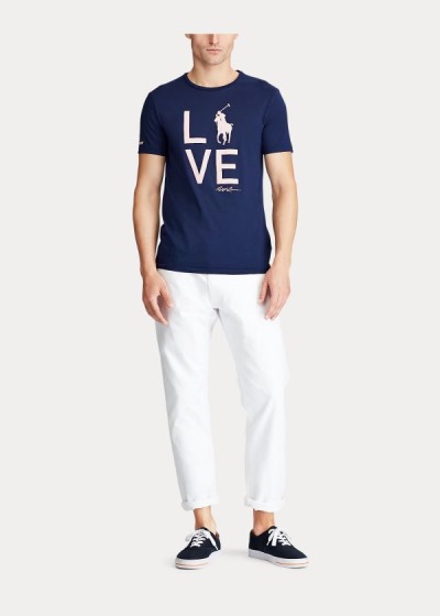 Men's Ralph Lauren Pink Pony Live Love T Shirts | 973815HJQ